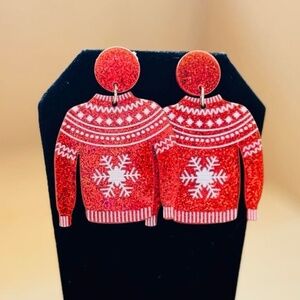 Red Christmas Sweater Earrings